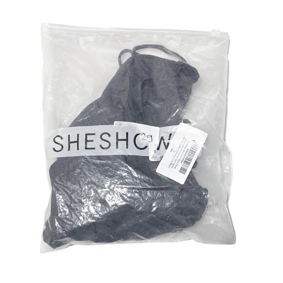 SHESHOW Deep Plunge Strappy Tied Ring Back One Piece Swimsuit Black - Picture 10 of 10